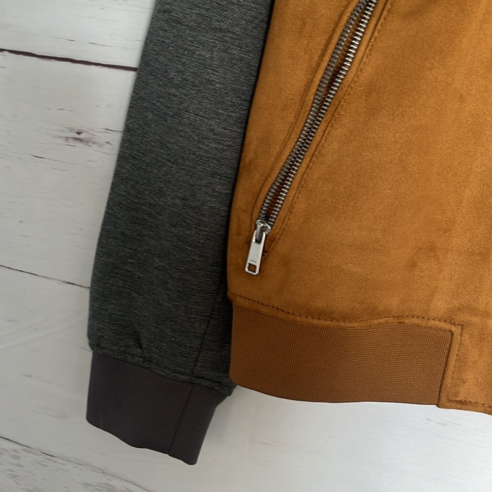 Gray and Brown Zara Suede Front Jacket Men's Med - Picture 5 of 9